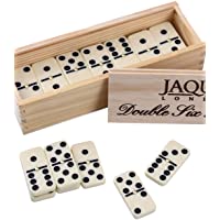 Jaques de Londres Seis dominós Dobles con hilanderos - Presentado en una Caja con Tapa deslizable de Pino